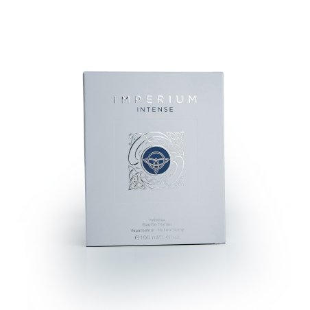 Fragrance World Imperium Intense EDP 100 ml — товар и упаковка; полная композиция; на белом фоне