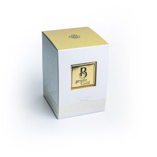 Fragrance World B Gentle Gold EDP 100 ml — toote pakend; täiskompositsioon; valgel taustal