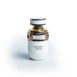 Fragrance World Coconut Leche EDP 80 ml — товар спереди; широкая композиция; на белом фоне