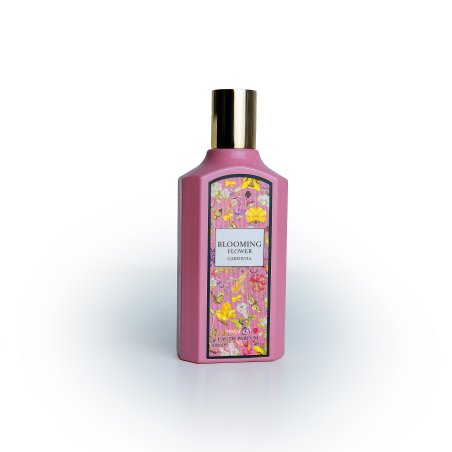 Fragrance World Blooming Flower Gardenia EDP 100 ml — toote vaade; täiskompositsioon; valgel taustal; kõige laiem kadreering