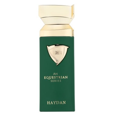 Fragrance World An Equestrian Series Haydan EDP 100 ml — товар и упаковка; крупный план; на белом фоне