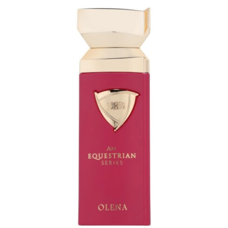 Fragrance World An Equestrian Series Olena EDP 100 ml — producto y embalaje; primer plano; sobre fondo blanco