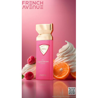 Fragrance World An Equestrian Series Olena EDP 100 ml — producto y embalaje; primer plano; con ingredientes de la fragancia