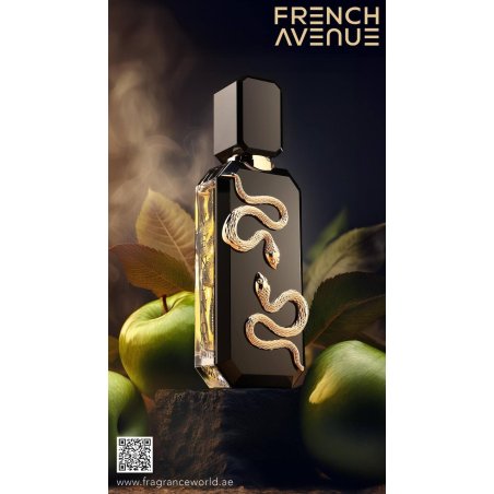 Fragrance World Veneno EDP 100 ml — продукт и опаковка; много близък план; със съставки на аромата