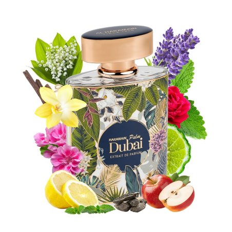 Al Haramain Palm Dubai Extrait Extrait de Parfum 100 ml — изглед на продукта; близък план; на бял фон