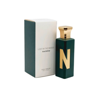 Naseem Lost In The Woods Aqua EDP 75 ml — produktförpackning; fullständig komposition; på vit bakgrund