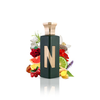 Naseem Lost In The Woods Aqua EDP 75 ml — produktvy; fullständig komposition; på vit bakgrund; tätaste bildutsnitt