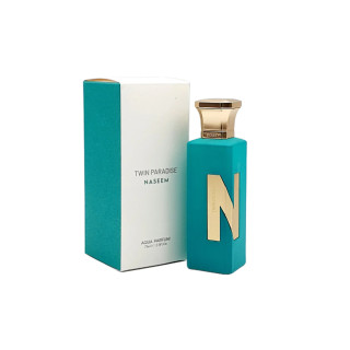 Naseem Twin Paradise Aqua EDP 75 ml — упаковка товара; полная композиция; на белом фоне