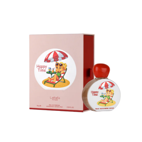 Lattafa Perfume Pride Happy Time EDP 75 ml — упаковка товара; полная композиция; на белом фоне