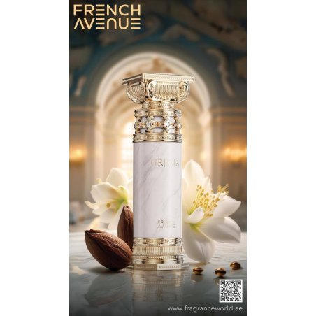 Fragrance World Grecia EDP 100 ml — toote vaade; lähivaade; valgel taustal; lähim kadreering