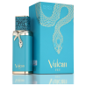 Fragrance World Vulcan Feu EDP 100 ml — produkt og emballage; meget tæt nærbillede; på lys baggrund
