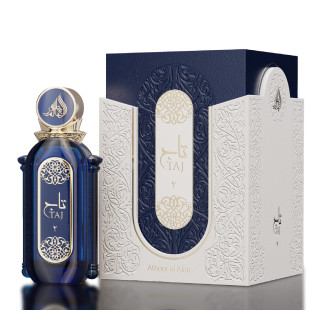Fragrance World Taj 2 Athoor Al Alam EDP 90 ml — produkt a balení; velmi detailní záběr; na bílém pozadí