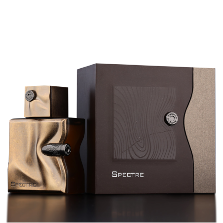 Fragrance World Spectre EDP 80 ml — toote pakend; väga lähivõte; tumedal taustal