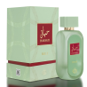 Fragrance World Hayaati Belle EDP 100 ml — produktas ir pakuotė; stambus planas; baltame fone; artimiausias kadras