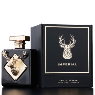 Fragrance World Imperial EDP 100 ml — product en verpakking; close-up; op een donkere achtergrond