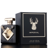 Fragrance World Imperial EDP 100 ml — product en verpakking; close-up; op een donkere achtergrond