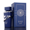 Fragrance World Just Azraq 100 ml — toote pakend; väga lähivõte; tumedal taustal