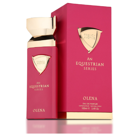 Fragrance World An Equestrian Series Olena EDP 100 ml — embalaje del producto; primerísimo plano; sobre fondo claro