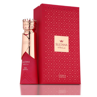 Fragrance World Sultana The Joyful EDP 80 ml — produkt a balení; velmi detailní záběr; na světlém pozadí