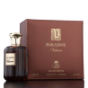 Fragrance World Paradox Vetiver EDP 100 ml — товар и упаковка; очень крупный план; на тёмном фоне