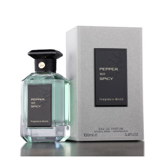 Fragrance World Pepper so Spicy EDP 100 ml — товар и упаковка; крупный план; на белом фоне