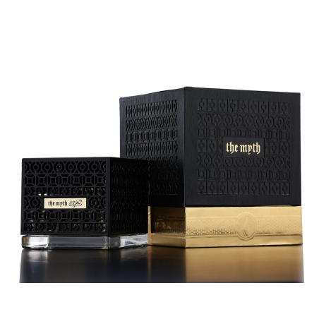 Fragrance World The Myth EDP 80 ml — toote vaade; väga lähivõte; valgel taustal