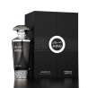 Fragrance World Miraj Absolu EDP 100 ml — product en verpakking; close-up; op een donkere achtergrond