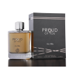 Fragrance World Proud of You for Men EDP 100 ml — product en verpakking; zeer nabije close-up; op een lichte achtergrond