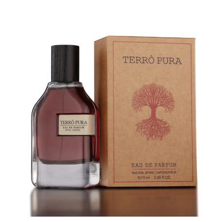 Fragrance World Terro Pura EDP 70 ml — produkt i opakowanie; bardzo bliskie ujęcie; na jasnym tle