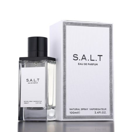 Fragrance World S.A.L.T EDP 100 ml — изображение товара; очень крупный план; на тёмном фоне