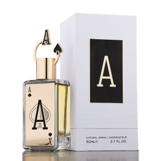 Fragrance World Ace EDP 80 ml — toote vaade; väga lähivõte; tumedal taustal; lähim kadreering