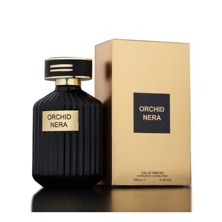 Fragrance World Orchid Nero 100 ml — товар и упаковка; крупный план; на белом фоне; самый близкий кадр