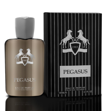Fragrance World Pegasus EDP 100 ml — изображение товара; крупный план; на тёмном фоне