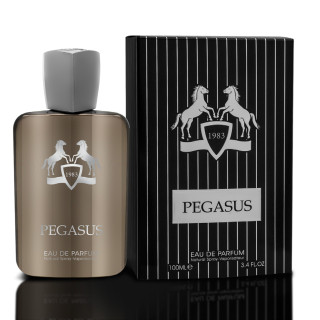 Fragrance World Pegasus EDP 100 ml — изображение товара; крупный план; на тёмном фоне