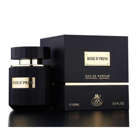 Fragrance World Rose D'Prive EDP 100 ml — изглед на продукта; много близък план; на бял фон; най-близък кадър
