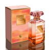 Fragrance World Rose Seduction Secret Sunkissed EDP 100 ml — toode ja pakend; väga lähivõte; tumedal taustal