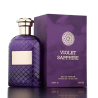 Fragrance World Violet Sapphire EDP 100 ml — toode ja pakend; väga lähivõte; valgel taustal