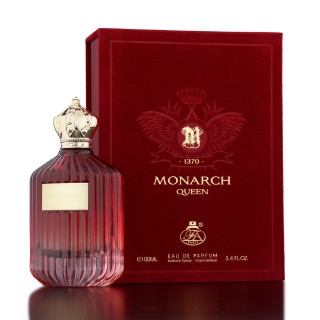 Fragrance World Monarch Queen EDP 100 ml — produktas ir pakuotė; stambus planas; šviesiame fone