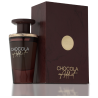 Fragrance World Chocola Addict EDP 100 ml — product en verpakking; zeer nabije close-up; op een witte achtergrond