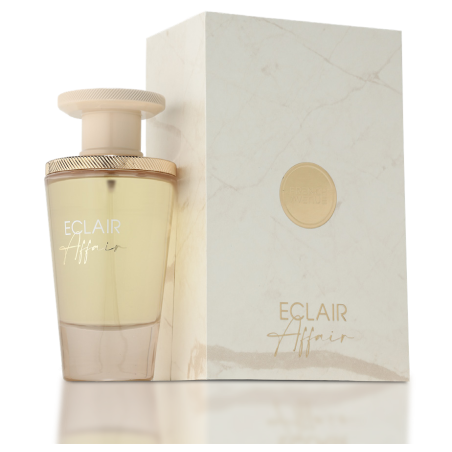 Fragrance World Eclair Affair EDP 100 ml — produktas ir pakuotė; stambus planas; šviesiame fone