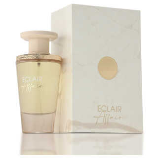 Fragrance World Eclair Affair EDP 100 ml — produktas ir pakuotė; stambus planas; šviesiame fone