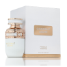 Fragrance World Coconut Leche EDP 80 ml — productverpakking; zeer nabije close-up; op een lichte achtergrond