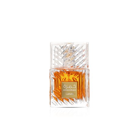 Lattafa Perfume Khamrah EDP 100 ml — vista del prodotto; composizione ampia; su sfondo bianco
