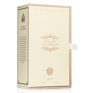 Lattafa Perfume The Kingdom Woman EDP 100 ml — изображение товара; крупный план; на белом фоне; самый широкий кадр