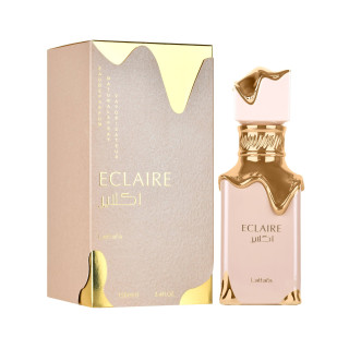 Lattafa Perfume Eclaire EDP 100 ml — toote pakend; lähivaade; valgel taustal