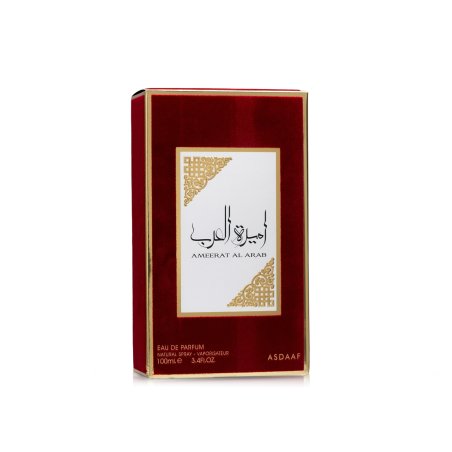 Lattafa Perfume AMEERAT AL ARAB EDP 100 ml — toote pakend; täiskompositsioon; valgel taustal