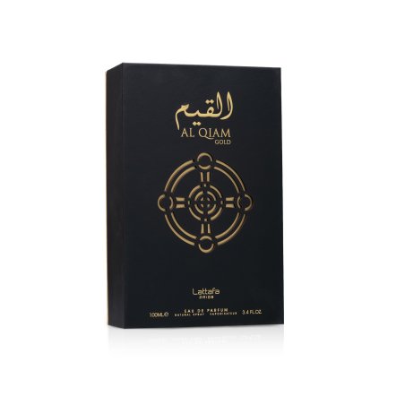 Lattafa Perfume Al Qiam Gold EDP 100 ml — товар и упаковка; полная композиция; на белом фоне