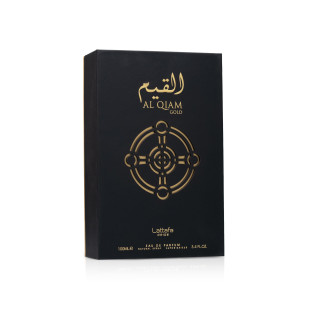 Lattafa Perfume Al Qiam Gold EDP 100 ml — товар и упаковка; полная композиция; на белом фоне