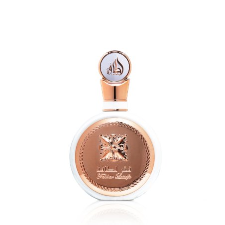 Lattafa Perfume Fakhar Rose EDP 100 ml — изображение товара; полная композиция; на белом фоне; очень широкий кадр