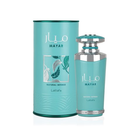 Lattafa Perfume Mayar Natural Intense EDP 100 ml — изображение товара; крупный план; на белом фоне; средний план